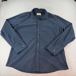 Sovereign Code Men's Navy Blue Paisley Button Down Shirt L Cotton‎ Blend Casual